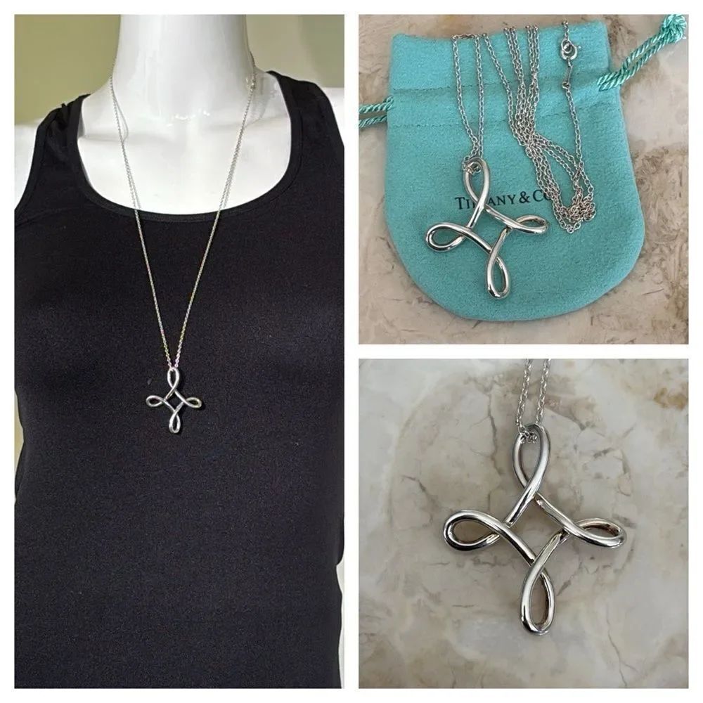 Tiffany & Co. Elsa Peretti Extra Large Infinity Cross 28” Chain Rare (131025-B)